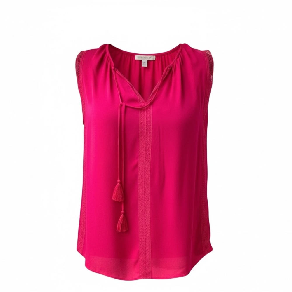 Elie Tahari Women bright Pink Sleeveless Top Large 💯 silk L NWOT